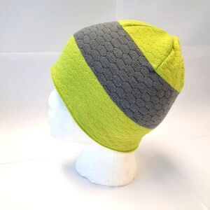 Pugs Fleece Lined Neon and Gray Pull On Beanie Hat